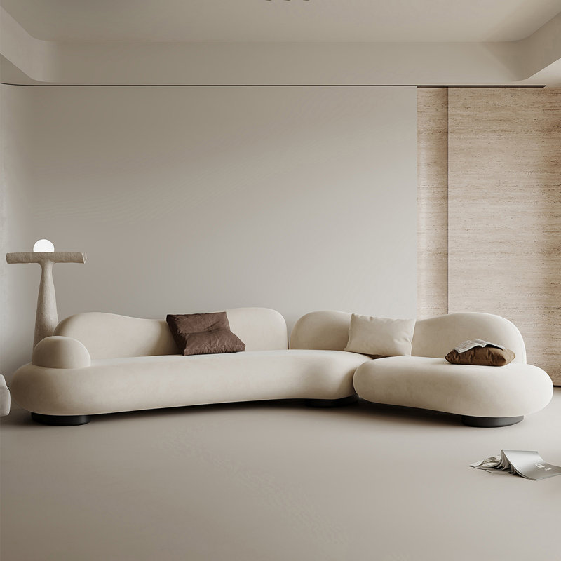 Canapé en forme de nylon blanc 125,98 po, H 29,13 po x l 125,98 po x P 41,34 po, 3