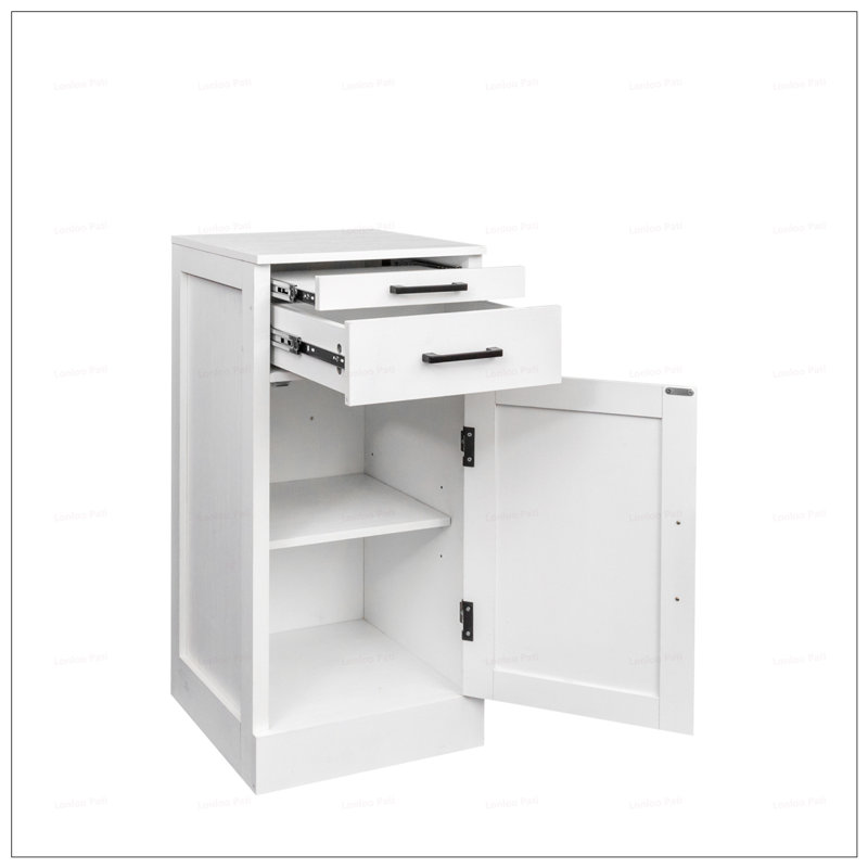 Modular Wine Bar And Buffet Cabinet With Spacious Storage For Dining And Living Rooms, Walnut Finish, White