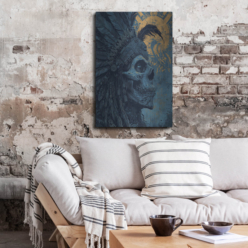 Art mural luxueux «Aztec King» par r3darch0n, H 36 po x l 24 po