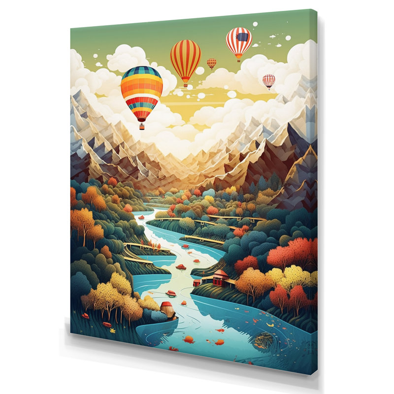 Montgolfière dans le ciel III - Imprimé, H 20 po x l 12 po x P 1 po, Toile tendue