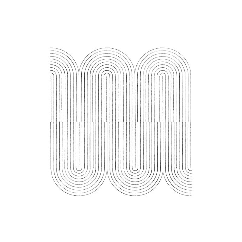Mid Century Curved Lines - Print on Canvas, 66.04cm H x 66.04cm W x 3.81cm D, Wrapped Canvas