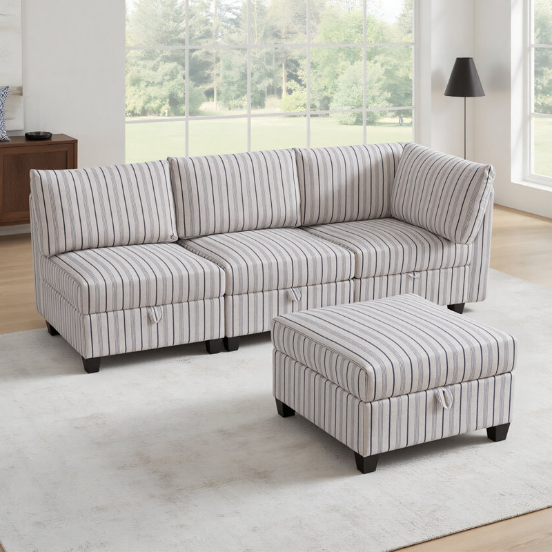 Canapé modulaire modulaire, siège de canapé convertible avec rangement, ensemble canapé-lit modulaire, combinaisons modulaires flexibles en tissu pour le salon (4 sièges)