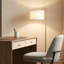Lampe sur pied à DEL dorée 60 po Montage avec abat-jour tambour en tissu blanc, ampoule incluse-183064411-266565200