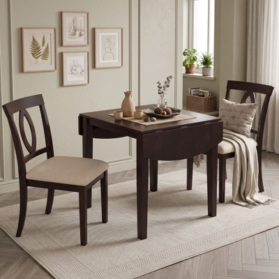 Ensemble de table de salle à manger à abattants 3 pièces avec chaises rembourrées