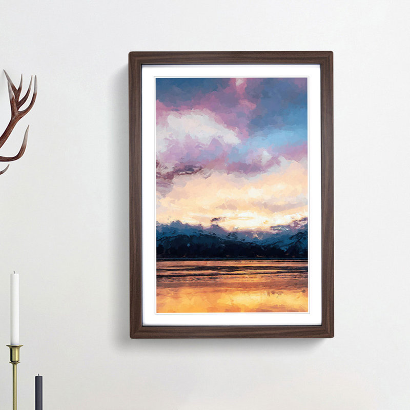 Clouds Above the Mountains in Abstract - Framed Print, 36cm H x 27cm W x 2cm D, Walnut Framed