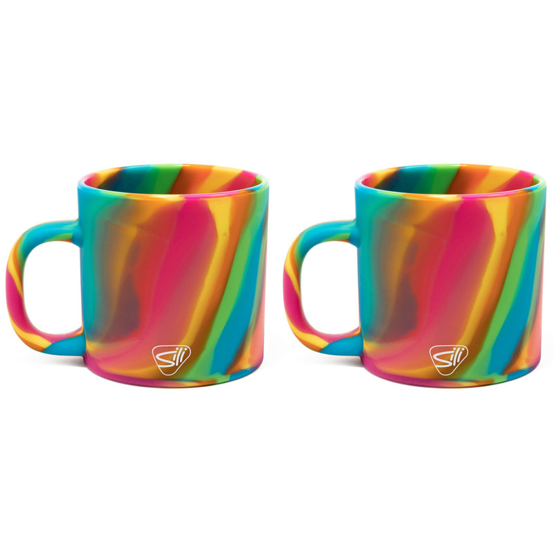 Silipint: Coffee Mug 16oz: 2 Pack - Hippie Hops - Silicone Handled Unbreakable Cups