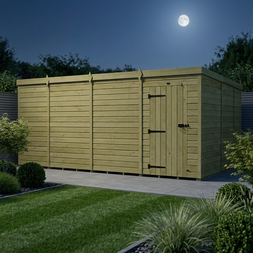 Total Sheds 15ft x 9ft Pent Garden Shed - Single Door - No Windows - Pressure Treated Timber - UK Manufactured