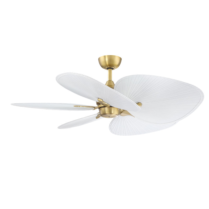 Islander DC 22 inch Indoor/Outdoor Ceiling Fan Wide Oval Palm-Inspired Blade Set of 5 - Matte White, Matte White