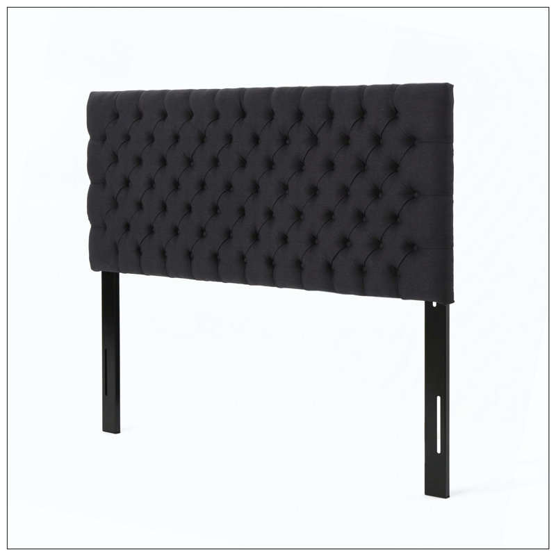 Tufted Upholstered Bed Headboard With Modern Button Design Adjustable And Durable Metal Legs For Bedroom, Charcoal Gray