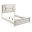 Lit de luxe grand avec tête de lit tapissier en chenille et lumières à DEL, élément en or blanc antique, tête de lit en bois, revêtement, cadre en bois pour la décoration de la chambre à coucher