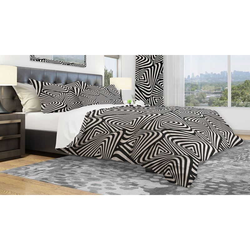 Modern & Contemporary Polyester Geometric Shapes Duvet Cover, Queen Duvet Cover + 2 Shams