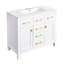 Meuble-lavabo moderne 36 po avec lavabo en céramique, 4 tiroirs et 2 portes, structure en bois massif, blanc, meuble de rangement contemporain, unité-898509996