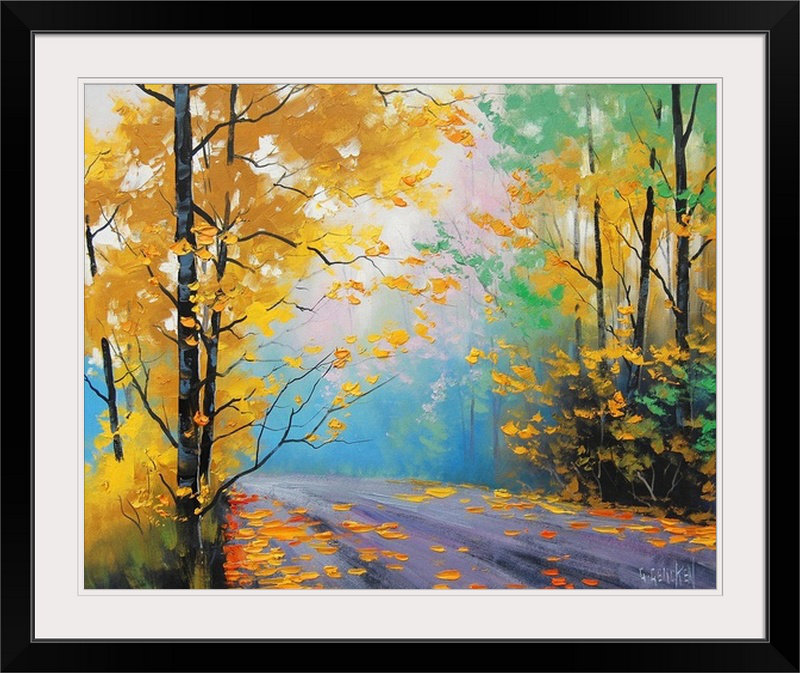 «Misty Autumn Day» par Graham Gercken - reproduction, Cadre noir, H 24 po x l 28 po x P 1 po