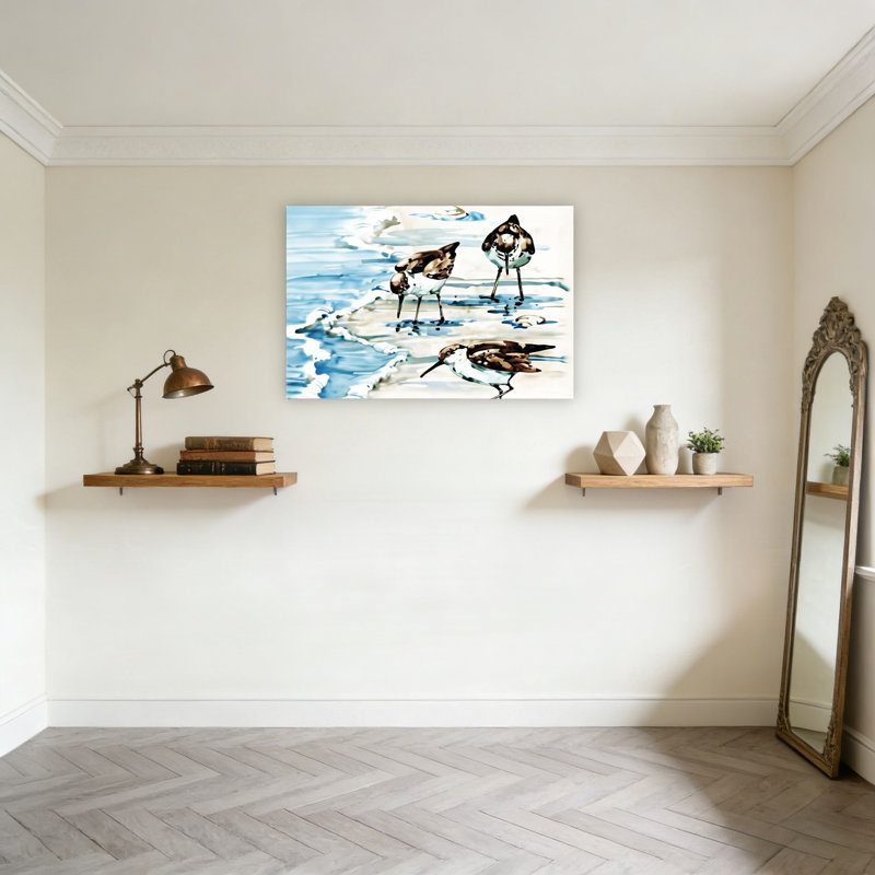 "Rockhampton Sandpipers Grazing On Beach", art mural non encadré, L 24 po x l 36 po