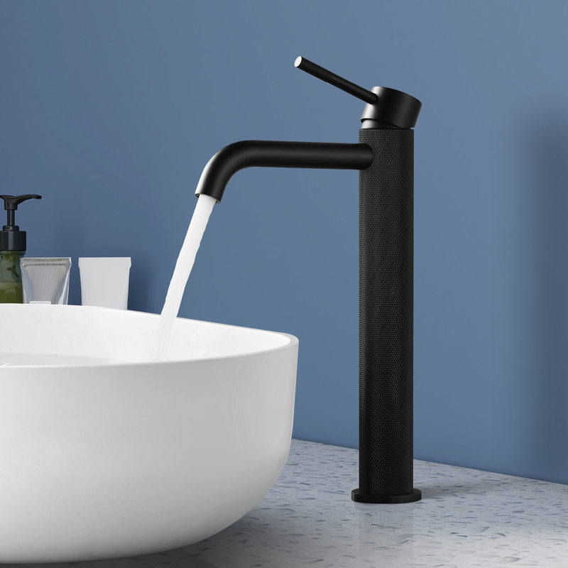 Robinet de salle de bain à poignée simple Topcraft avec bonde escamotable, Noir mat
