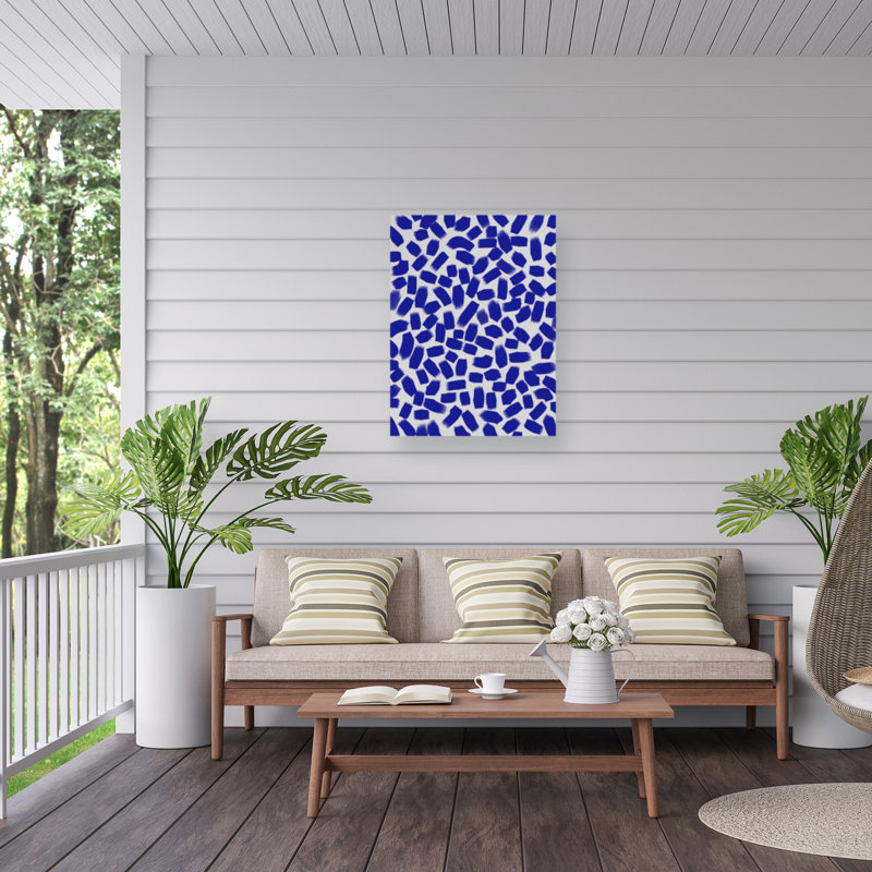 Motif de coups de pinceau bleus sur toile par Treechild, H 24 po x l 18 po
