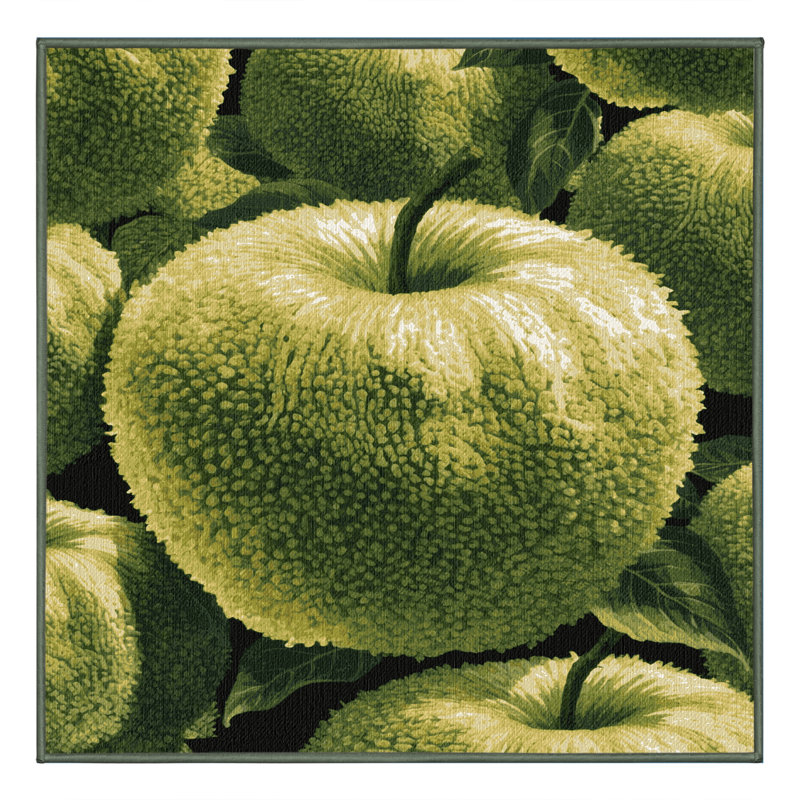 Washable Wild Custard Apple Fruits Area Rug, Square 4'