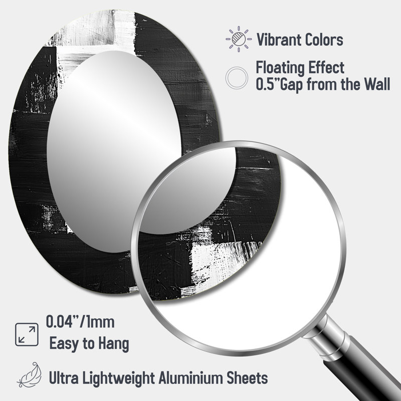 Monochromatic Drift Of Shadows Into The Dark I - White Oval Wall Mirror Decor, 40" x 30"