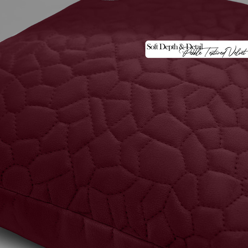 Pebble Pattern Velvet Cushion Covers, Set of 2 – Textured Plush Scatter Pillow Covers for Sofa, Bed & Living Room , Burgundy