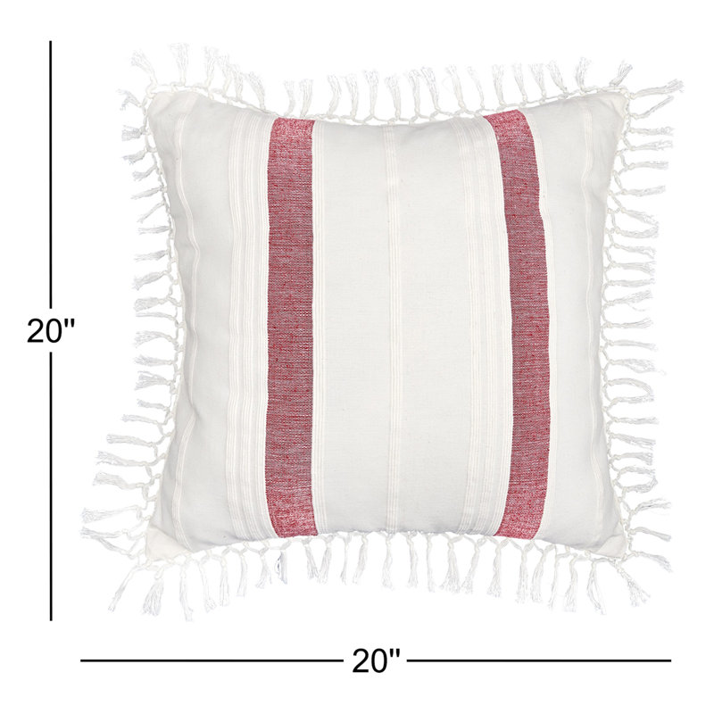 Nathan Striped Woven Square Throw Pillow, Garnet