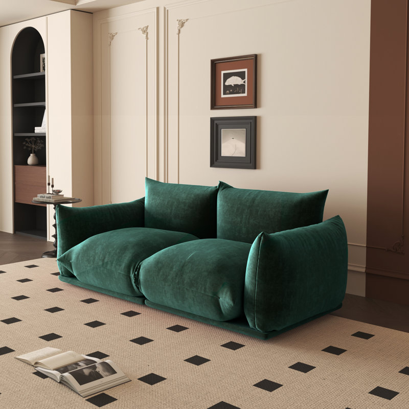 Causeuse modulaire en tissu 2 places Minarik, Chenille verte