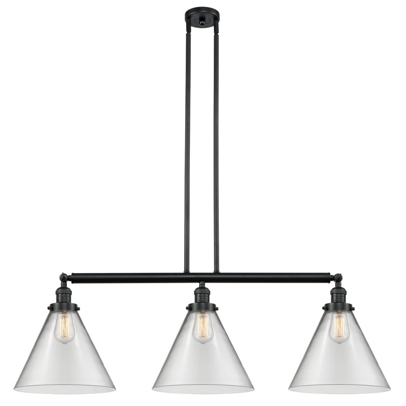 Lemmon 3 - Light Kitchen Island Pendant, LED, Matte Black, Clear