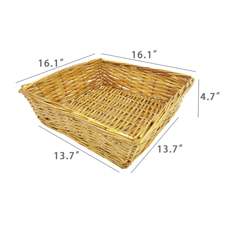 16 X 16 X 4.7 Rectangular Wicker Storage Baskets Dark Brown Hand Woven Storage Basket Woven Bread Baskets Rattan Fruit Basket Tabletop Food Basket For