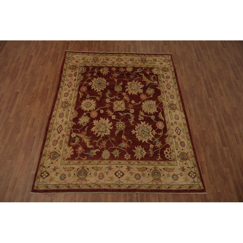 Tapis rouille et beige à motif oriental peshawar 8 x 10