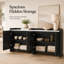 70" Modern Fluted Sideboard Cabinet with Faux Marble Top, Black Buffet Cabinet with Storage, 4 Door Credenza Console Table for Dining Room, Living Room, Entryway, Hallway