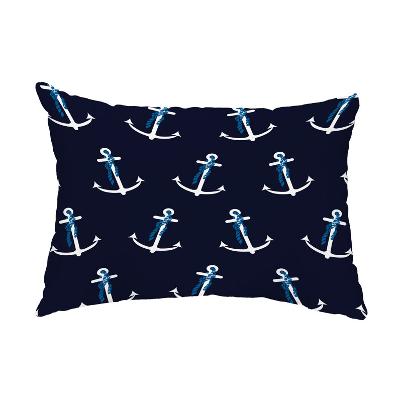 Housse et insert de coussin rectangulaire d'extérieur Anchor Whimsy, Marine