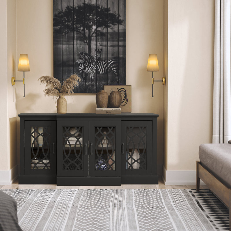 Eleana 60.4'' 4 Door Wide Accent Sideboard, Black
