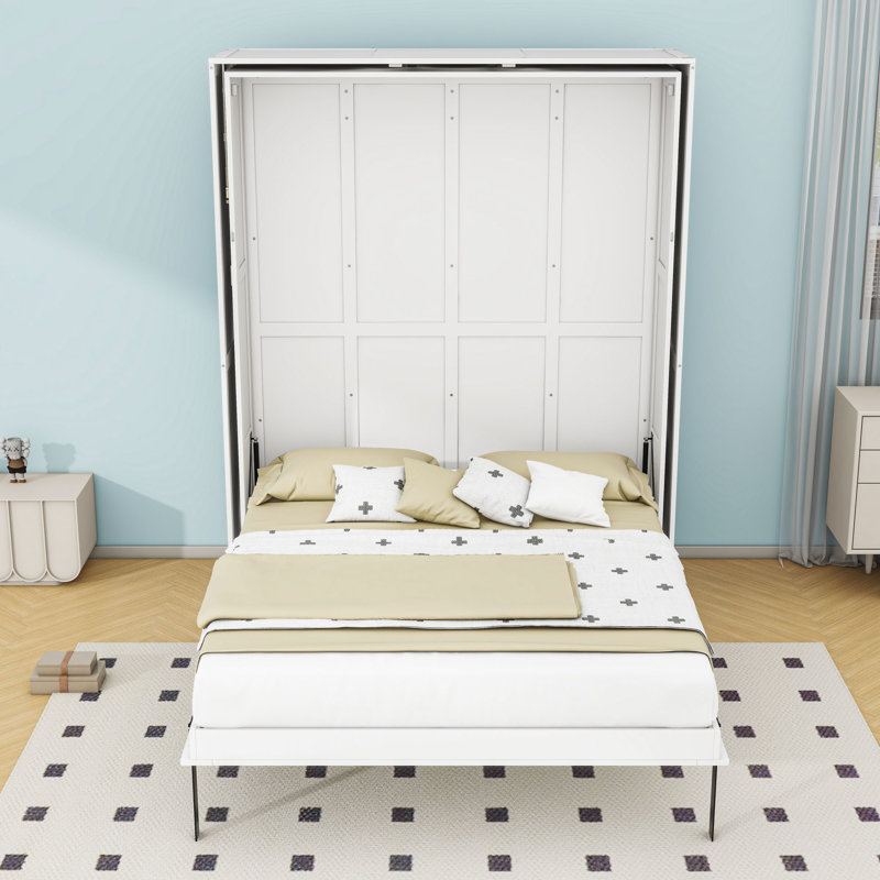 Lit escamotable avec tablettes de rangement Murphy, Blanc