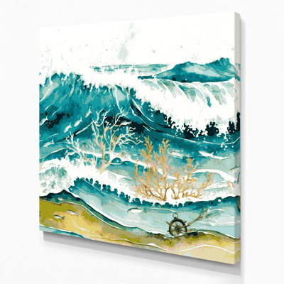 Art mural sur toile beige, "Nautical Beach"
