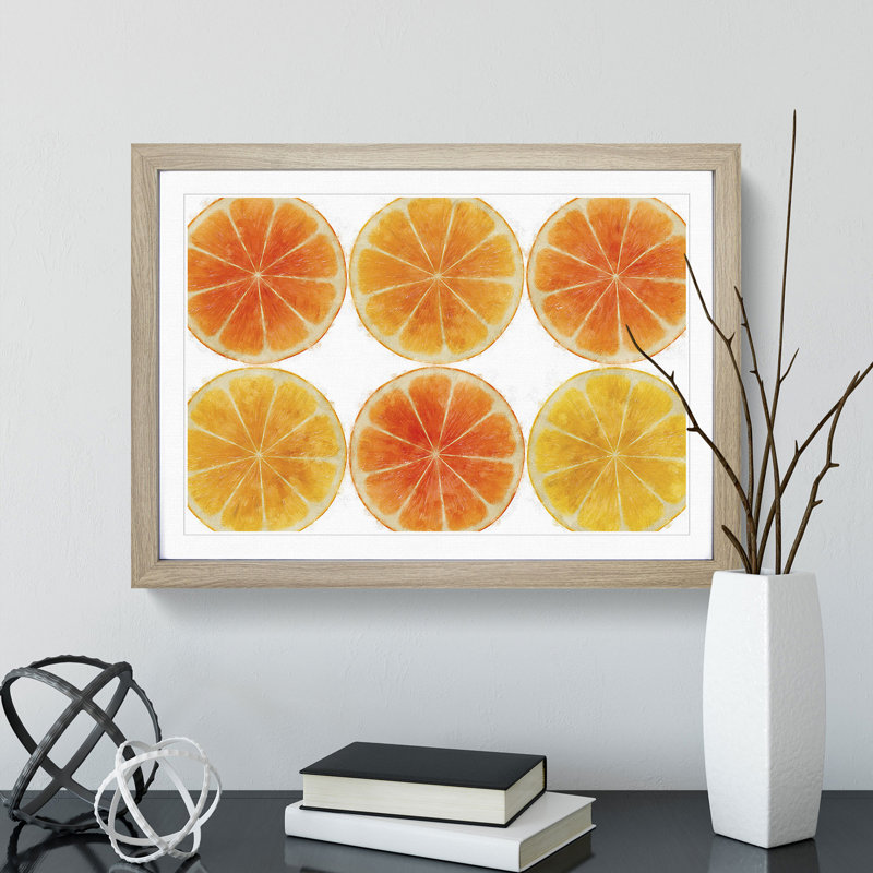 Orange Fruit Slices - Picture Frame Painting, Oak Framed, 36cm H x 48cm W x 2cm D