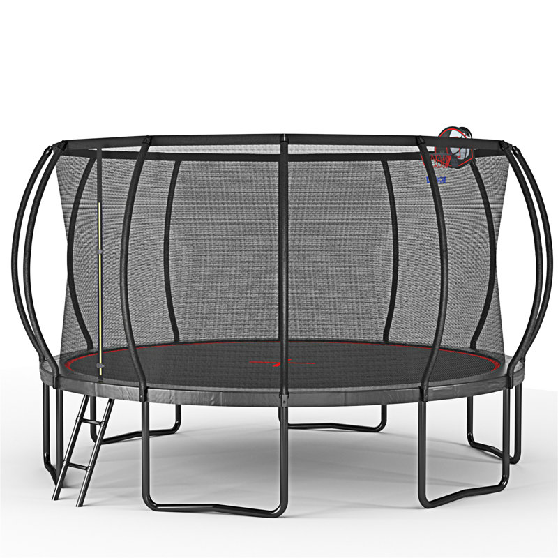 Trampoline 14 pi - Noir rouge - Hauteur du cadre 90 cm