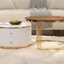 Table basse gigogne moderne 2 pièces avec tiroirs et plateau en verre trempé brun moderne 27,6