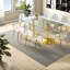 Ensembles de table de salle à manger spacieux en verre trempé de 71 pouces avec pieds en acier doré, design moderne pour la maison