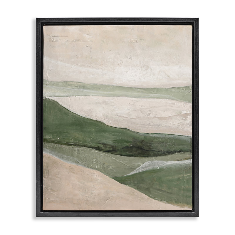  Green Hills Abstraction Framed Floater Canvas Wall Art by Design Fabrikken, H 21 po x l 17 po, Cadre flottant noir de jais