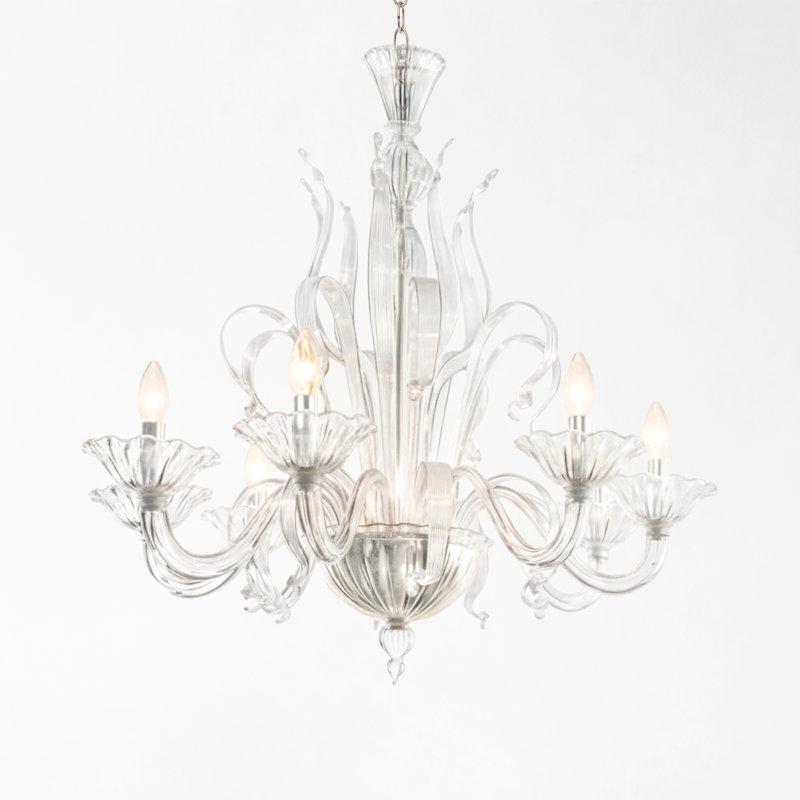 Serafina Glass LED Chandelier, 39.5" H x 37.5" W x 37.5" D, Silver