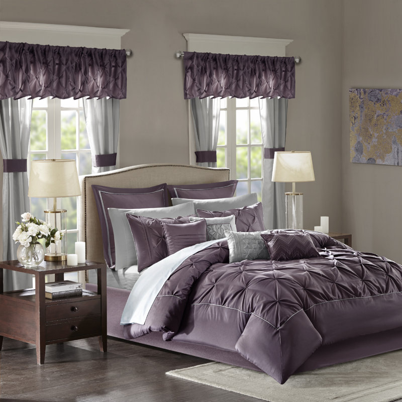 Joella 24 Piece Room in a Bag, Queen Comforter + 23 Additional Pieces, Plum
