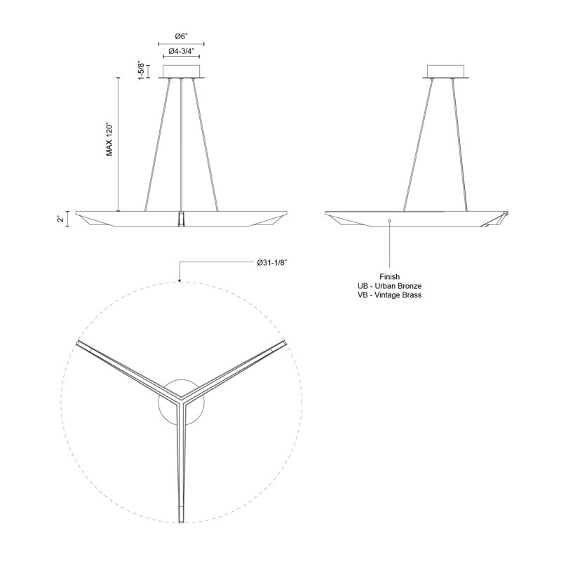 Tachi 1 - Light LED Pendant, Urban Bronze