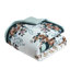 Édredon double / grand avec bordures de couleur sarcelle et coussins décoratifs à imprimé floral-119448414
