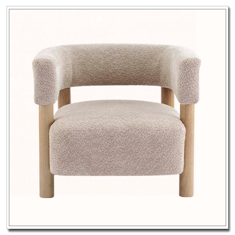 Boucle Upholstered Accent Arm Chair, Wheat