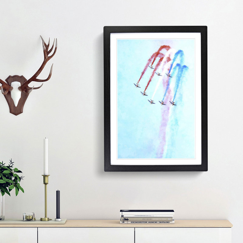 Planes in Formation - Picture Frame Graphic Art Print, 87cm H x 62cm W x 2cm D, Black Framed