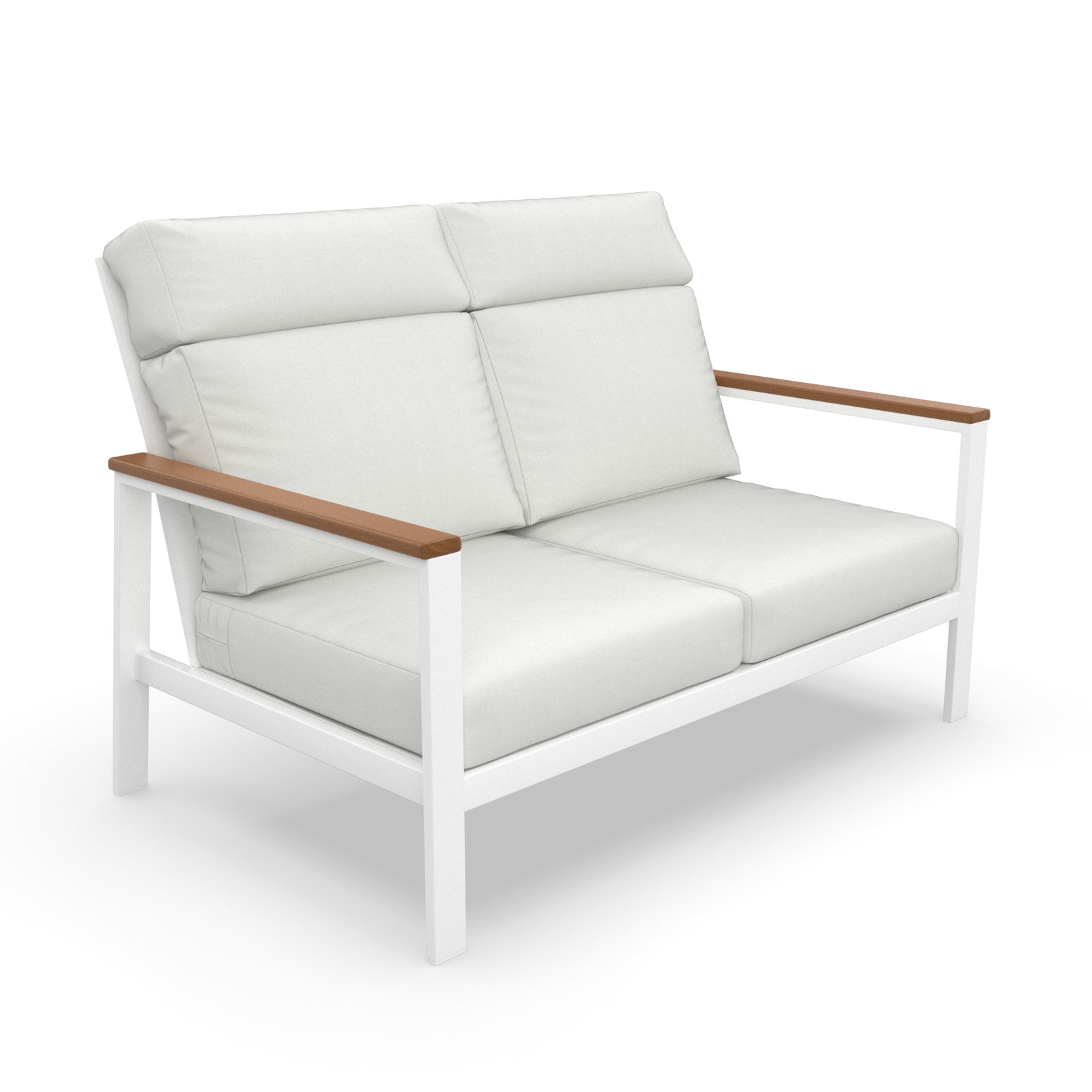Townsend 55" Sunbrella® Patio Loveseat, Canvas White, Brown
