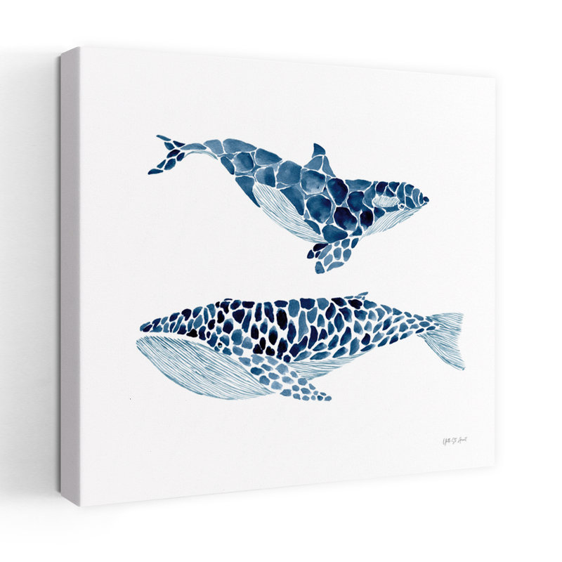 Deux baleines, art côtier, H 18 po x l 18 po