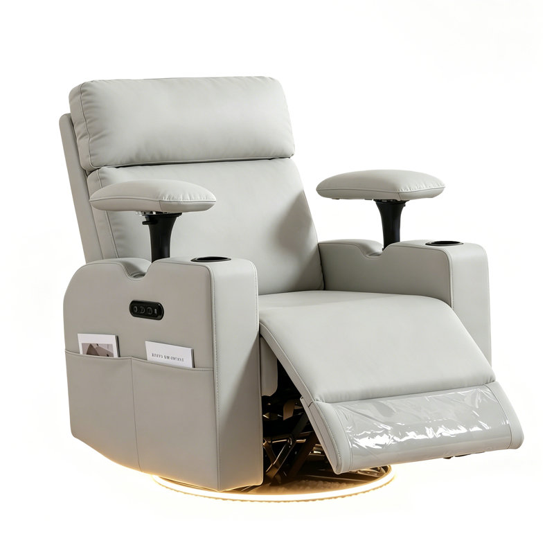 Rocking Chair Nursery With Adjustable Armrests&Headrest,Power Glider Recliner Nursing Chairs For Breastfeeding, Gray