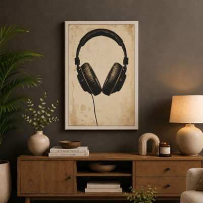 Vintage Headphones Retro - Wrapped Canvas