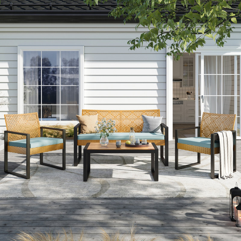 Ensemble de patio Armantine Darb, Jaune, Beige performance
