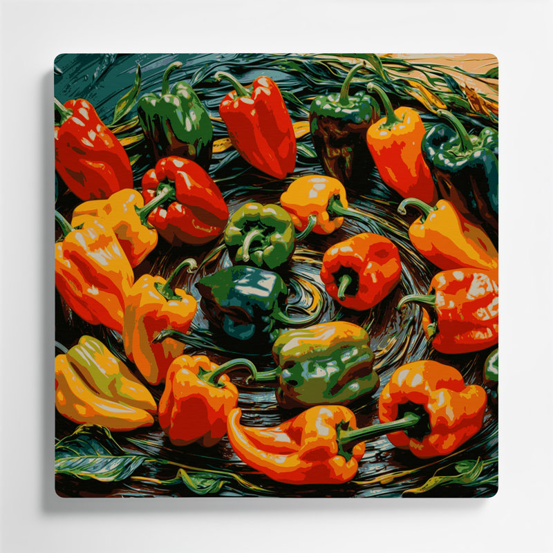 Légumes, poivre et art mural brun Habanero, H 32 po x l 32 po